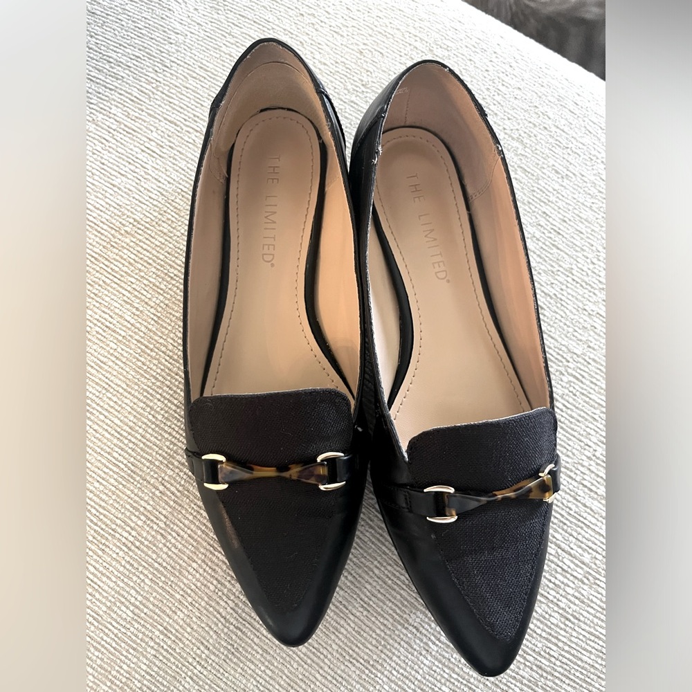 The Limited Black Women's Loafers with Tortoiseshell Bit